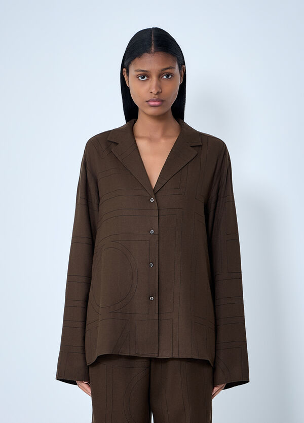 TOTEME Monogram Shirt Dark Brown tot0263020